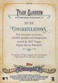 2017 Topps Gypsy Queen - Gypsy Queen Autographs Black and White #GQA-TGL Tyler Glasnow Back