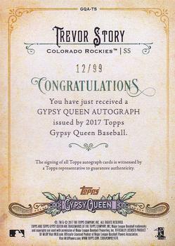 2017 Topps Gypsy Queen - Gypsy Queen Autographs Black and White #GQA-TS Trevor Story Back