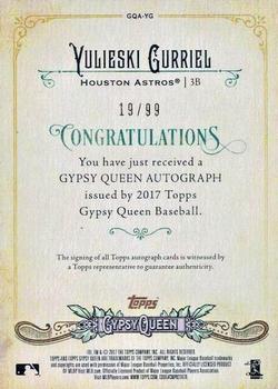 2017 Topps Gypsy Queen - Gypsy Queen Autographs Black and White #GQA-YG Yulieski Gurriel Back