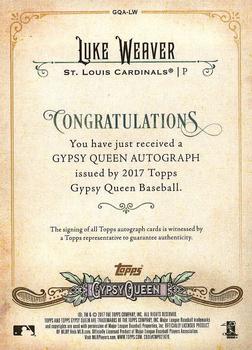 2017 Topps Gypsy Queen - Gypsy Queen Autographs Missing Blackplate #GQA-LW Luke Weaver Back