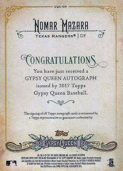2017 Topps Gypsy Queen - Gypsy Queen Autographs Missing Blackplate #GQA-NM Nomar Mazara Back