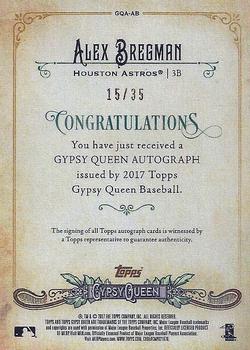 2017 Topps Gypsy Queen - Gypsy Queen Autographs Missing Nameplate #GQA-AB Alex Bregman Back