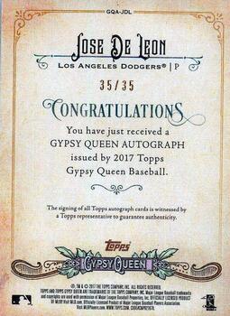 2017 Topps Gypsy Queen - Gypsy Queen Autographs Missing Nameplate #GQA-JDL Jose De Leon Back