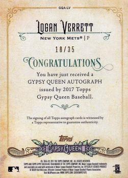 2017 Topps Gypsy Queen - Gypsy Queen Autographs Missing Nameplate #GQA-LV Logan Verrett Back