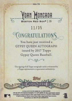 2017 Topps Gypsy Queen - Gypsy Queen Autographs Missing Nameplate #GQA-YM Yoan Moncada Back
