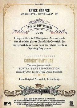 2017 Topps Gypsy Queen - Portrait Art Reproductions #GQAR-BH1 Bryce Harper Back