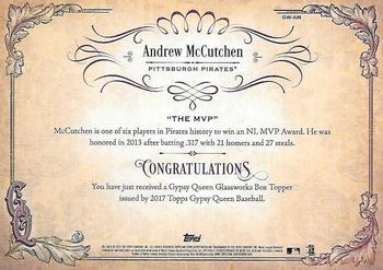 2017 Topps Gypsy Queen - GQ GlassWorks Box Toppers #GW-AM Andrew McCutchen Back