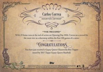 2017 Topps Gypsy Queen - GQ GlassWorks Box Toppers #GW-CC Carlos Correa Back