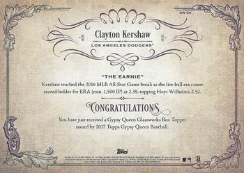 2017 Topps Gypsy Queen - GQ GlassWorks Box Toppers #GW-CK Clayton Kershaw Back