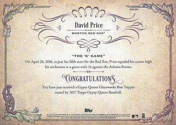 2017 Topps Gypsy Queen - GQ GlassWorks Box Toppers #GW-DP David Price Back
