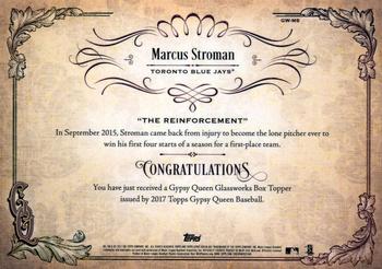 2017 Topps Gypsy Queen - GQ GlassWorks Box Toppers #GW-MS Marcus Stroman Back