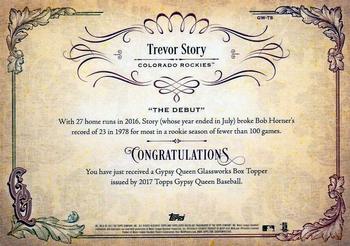 2017 Topps Gypsy Queen - GQ GlassWorks Box Toppers #GW-TS Trevor Story Back