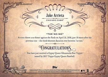 2017 Topps Gypsy Queen - GQ GlassWorks Box Toppers Red #GW-JA Jake Arrieta Back