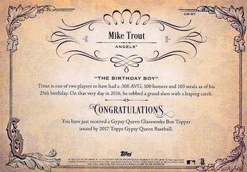 2017 Topps Gypsy Queen - GQ GlassWorks Box Toppers Red #GW-MT Mike Trout Back