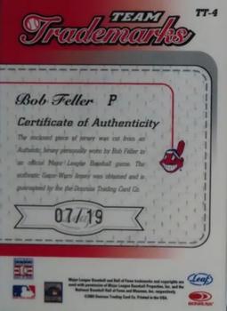 2003 Leaf Limited - Team Trademarks Autographs Jersey #TT-4 Bob Feller Back