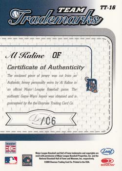 2003 Leaf Limited - Team Trademarks Autographs Jersey #TT-16 Al Kaline Back