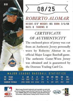 2003 Leaf Limited - Threads #22 Roberto Alomar Back