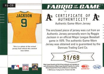 2003 Leaf Certified Materials - Fabric of the Game Debut Year #FG-39 Reggie Jackson Back