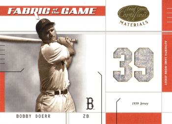 2003 Leaf Certified Materials - Fabric of the Game Jersey Year #FG-1 Bobby Doerr Front