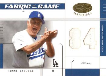2003 Leaf Certified Materials - Fabric of the Game Jersey Year #FG-5 Tommy Lasorda Front