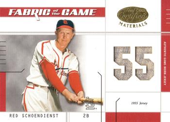 2003 Leaf Certified Materials - Fabric of the Game Jersey Year #FG-6 Red Schoendienst Front