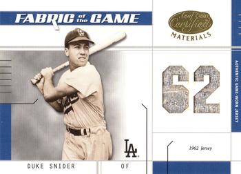 2003 Leaf Certified Materials - Fabric of the Game Jersey Year #FG-18 Duke Snider Front