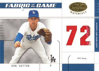 2003 Leaf Certified Materials - Fabric of the Game Jersey Year #FG-69 Don Sutton Front