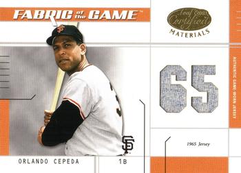 2003 Leaf Certified Materials - Fabric of the Game Jersey Year #FG-106 Orlando Cepeda Front