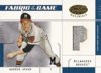 2003 Leaf Certified Materials - Fabric of the Game Position #FG-79 Warren Spahn Front