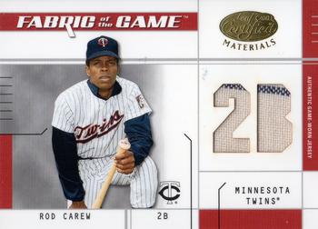 2003 Leaf Certified Materials - Fabric of the Game Position #FG-102 Rod Carew Front