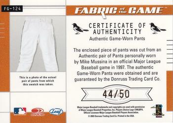 2003 Leaf Certified Materials - Fabric of the Game Position #FG-124 Mike Mussina Back