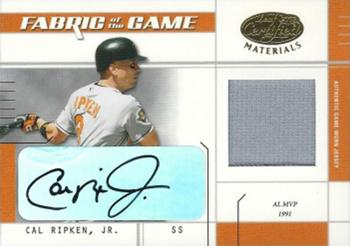 2003 Leaf Certified Materials - Fabric of the Game Inscription Autographs #FG-37 Cal Ripken Jr. Front