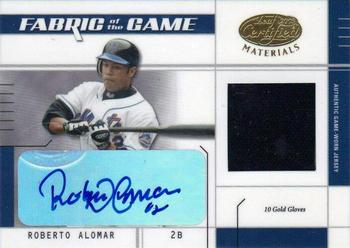2003 Leaf Certified Materials - Fabric of the Game Inscription Autographs #FG-74 Roberto Alomar Front