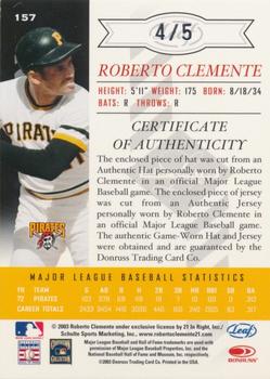 2003 Leaf Limited - Threads Double #157 Roberto Clemente Back