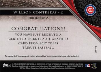 2017 Topps Tribute - Tribute Autographs Green #TA-WC Willson Contreras Back