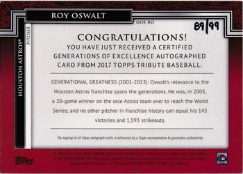 2017 Topps Tribute - Generations of Excellence Shadowbox Autographs #GOE-RO Roy Oswalt Back