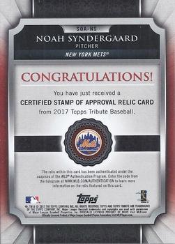 2017 Topps Tribute - Stamp of Approval Relics #SOA-NS Noah Syndergaard Back