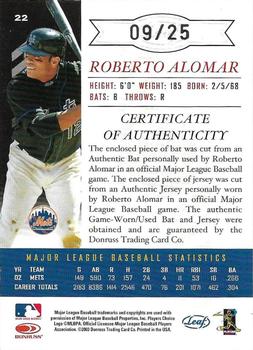 2003 Leaf Limited - TNT #22 Roberto Alomar Back