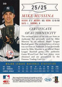 2003 Leaf Limited - TNT #33 Mike Mussina Back