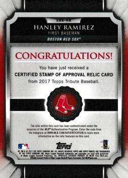 2017 Topps Tribute - Stamp of Approval Relics Red #SOA-HR Hanley Ramirez Back