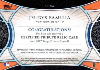 2017 Topps Tribute - Tribute Relics Red #TR-JFA Jeurys Familia Back