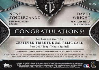 2017 Topps Tribute - Dual Relics #DR-SW David Wright / Noah Syndergaard Back