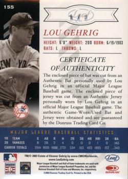2003 Leaf Limited - TNT Prime #155 Lou Gehrig Back