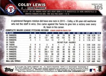 2016 Topps - Sparkle Foil #305 Colby Lewis Back