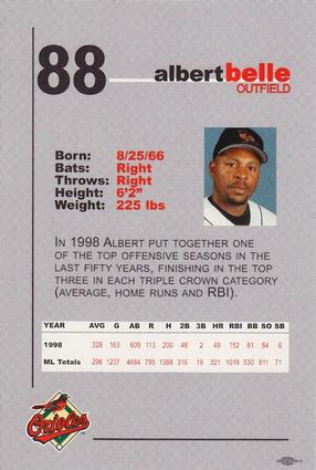 1999 Baltimore Orioles SGA Photocards #NNO Albert Belle Back
