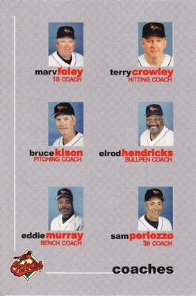 1999 Baltimore Orioles SGA Photocards #NNO Coaches Front