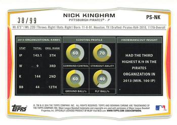 2014 Bowman Chrome - Prospects Short Prints Bubbles Refractor #PS-NK Nick Kingham Back