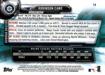 2017 Bowman Chrome #14 Robinson Cano Back