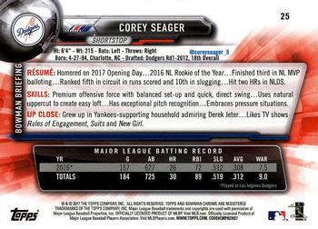 2017 Bowman Chrome #25 Corey Seager Back