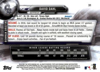 2017 Bowman Chrome #31 David Dahl Back